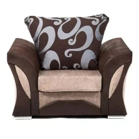 Sparrow Chenille Fabric Corner Sofa Set - Black & Grey / Brown & Beige