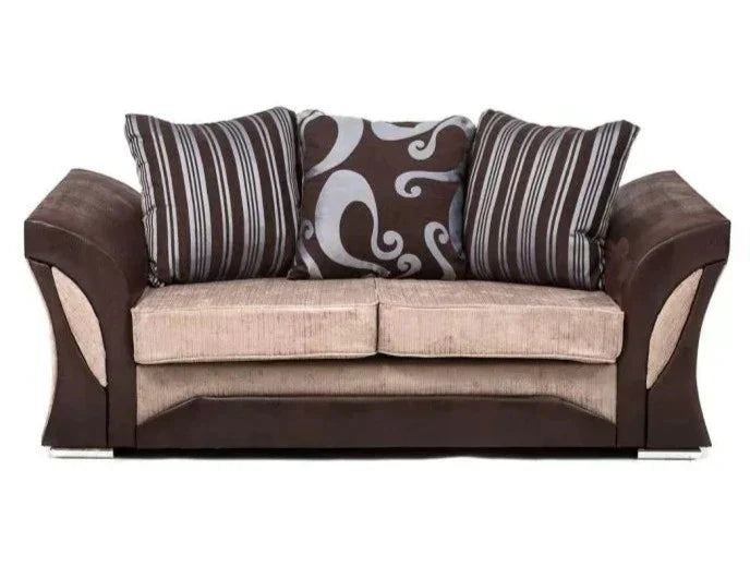 Sparrow Chenille Fabric 3+2 Seater Sofa Set - Black & Grey / Brown & Beige