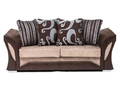 Sparrow Chenille Fabric 3+2 Seater Sofa Set - Black & Grey / Brown & Beige