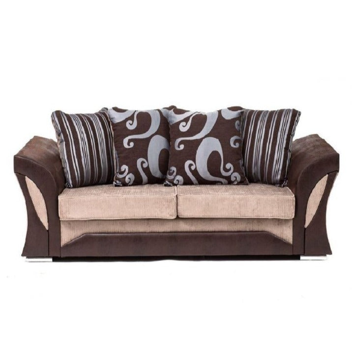 Sparrow Chenille Fabric Corner Sofa Set - Black & Grey / Brown & Beige