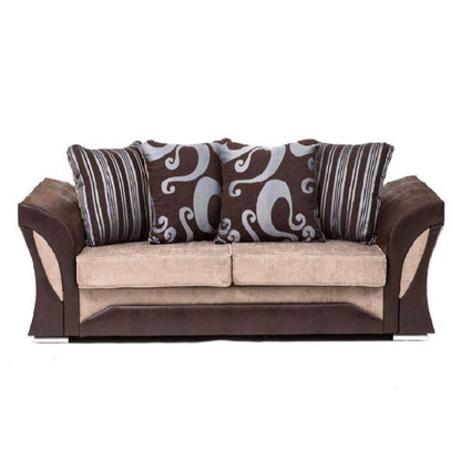 Sparrow Chenille Fabric Corner Sofa Set - Black & Grey / Brown & Beige