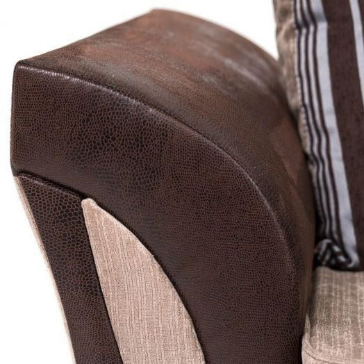 Sparrow Chenille Fabric Corner Sofa Set - Black & Grey / Brown & Beige
