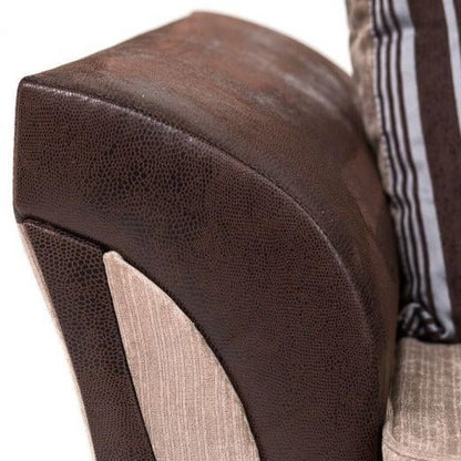 Sparrow Chenille Fabric Corner Sofa Set - Black & Grey / Brown & Beige