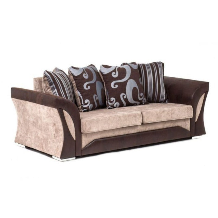 Sparrow Chenille Fabric Corner Sofa Set - Black & Grey / Brown & Beige