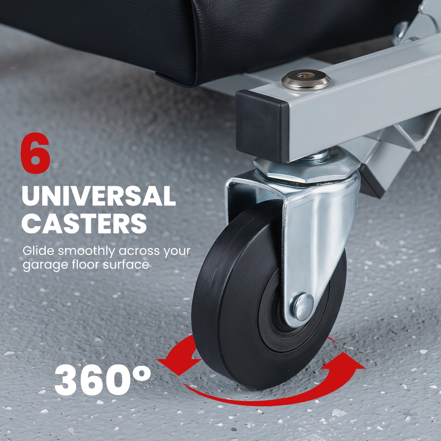 36" 2-in-1 Mechanic Creeper & Z-Seat with 6 Swivel Casters-Black and Gray