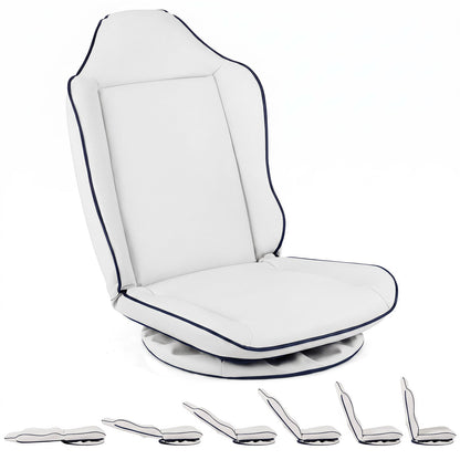 360° Swivel Floor Gaming Chair with Adjustable Backrest & Padded Cushion for Reading-White