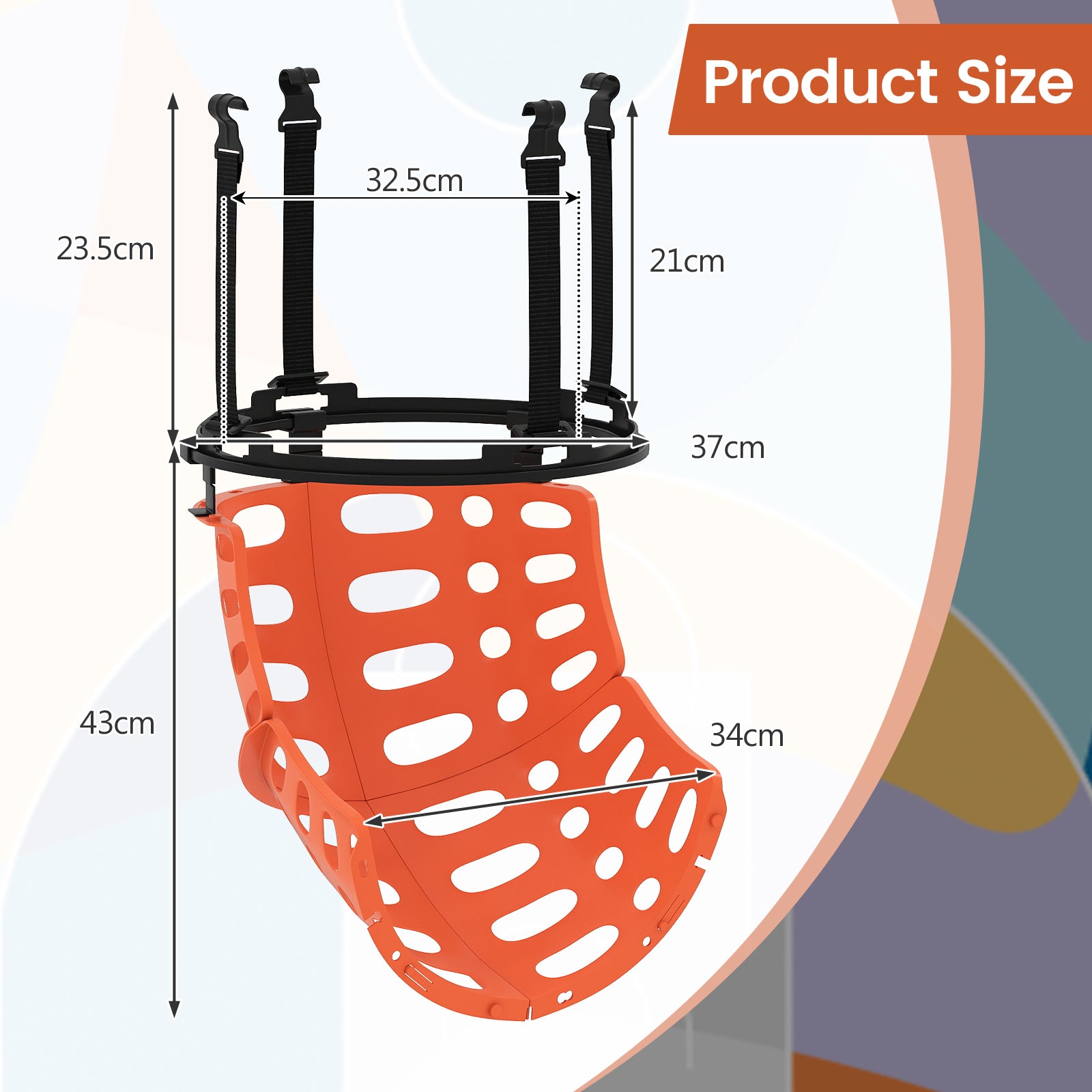 360° rotating basketball rebounder with 4 tool-free hooks