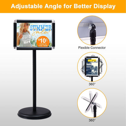 360 Degrees Rotatable A4 Poster Stand with Adjustable Height-Black