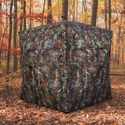 360 Degree One-way See-through Hunting Blind 4 People Ground Blind with Silent-slide Windows