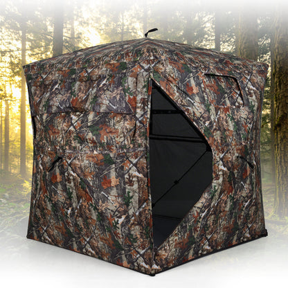 360 Degree One-way See-through Hunting Blind 4 People Ground Blind with Silent-slide Windows