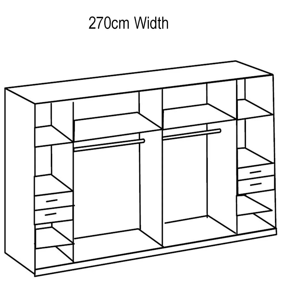 FENTON 6 Door Mirrored Wardrobe Finish Graphite 270cm