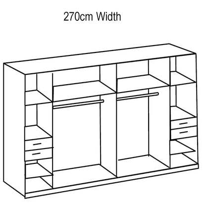 FENTON 6 Door Mirrored Wardrobe Finish Graphite 270cm