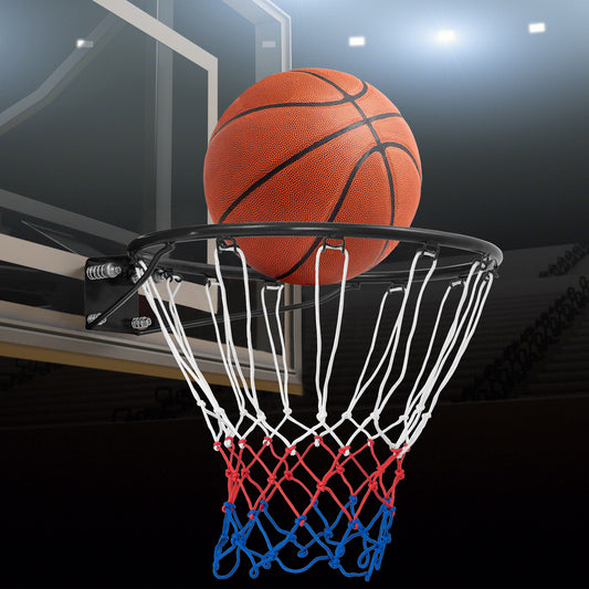 38 cm Heavy Duty Basketball Rim with All Weather Net and Mounting Hardware-Black