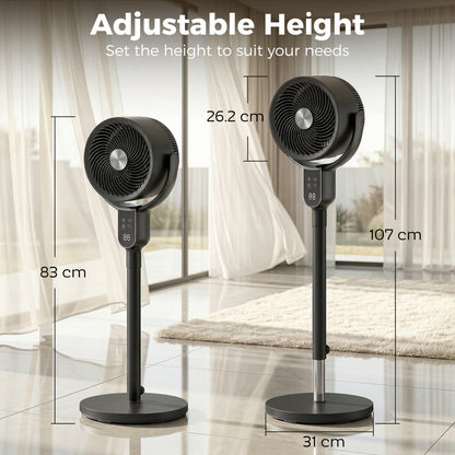HOMCOM 20 dB Silent Standing Fan for Bedroom, 42" Pedestal Fan with Remote, 90Â° Oscillating, 8 Speeds, Remote Control, Black