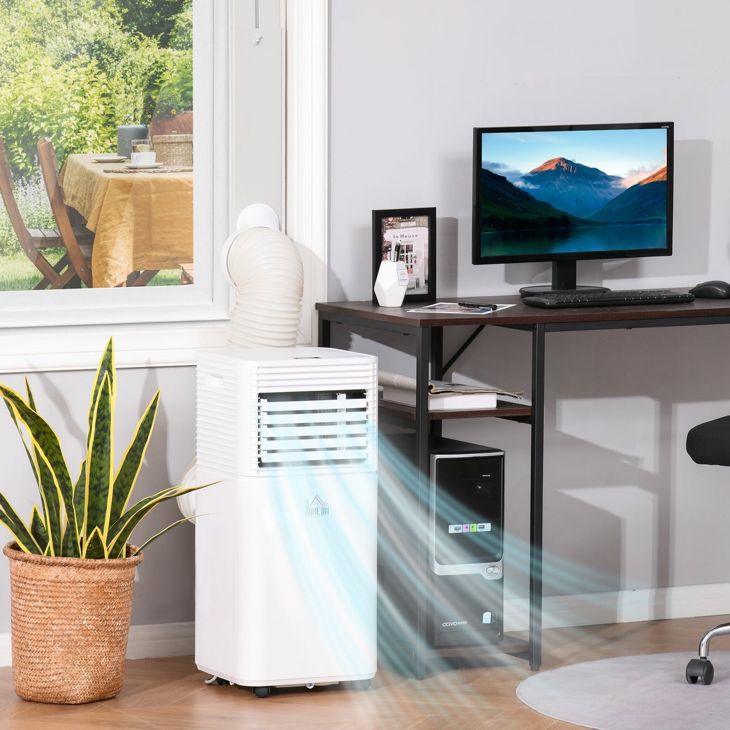 HOMCOM 9000 BTU Portable Air Conditioner for Cooling Dehumidifier Fan, Air Conditioning Unit for Room up to 28mÂ², with Remote, 24H Timer, Window Mount Kit, R290, A Energy Efficiency, 1122W