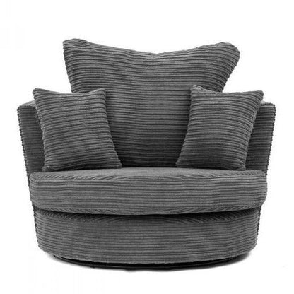 Porto Jumbo Cord Swivel Chair - Black