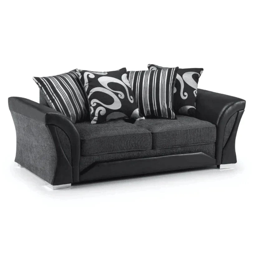 Sparrow Chenille Fabric 3+2 Seater Sofa Set - Black & Grey / Brown & Beige