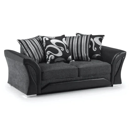Sparrow Chenille Fabric 3+2 Seater Sofa Set - Black & Grey / Brown & Beige