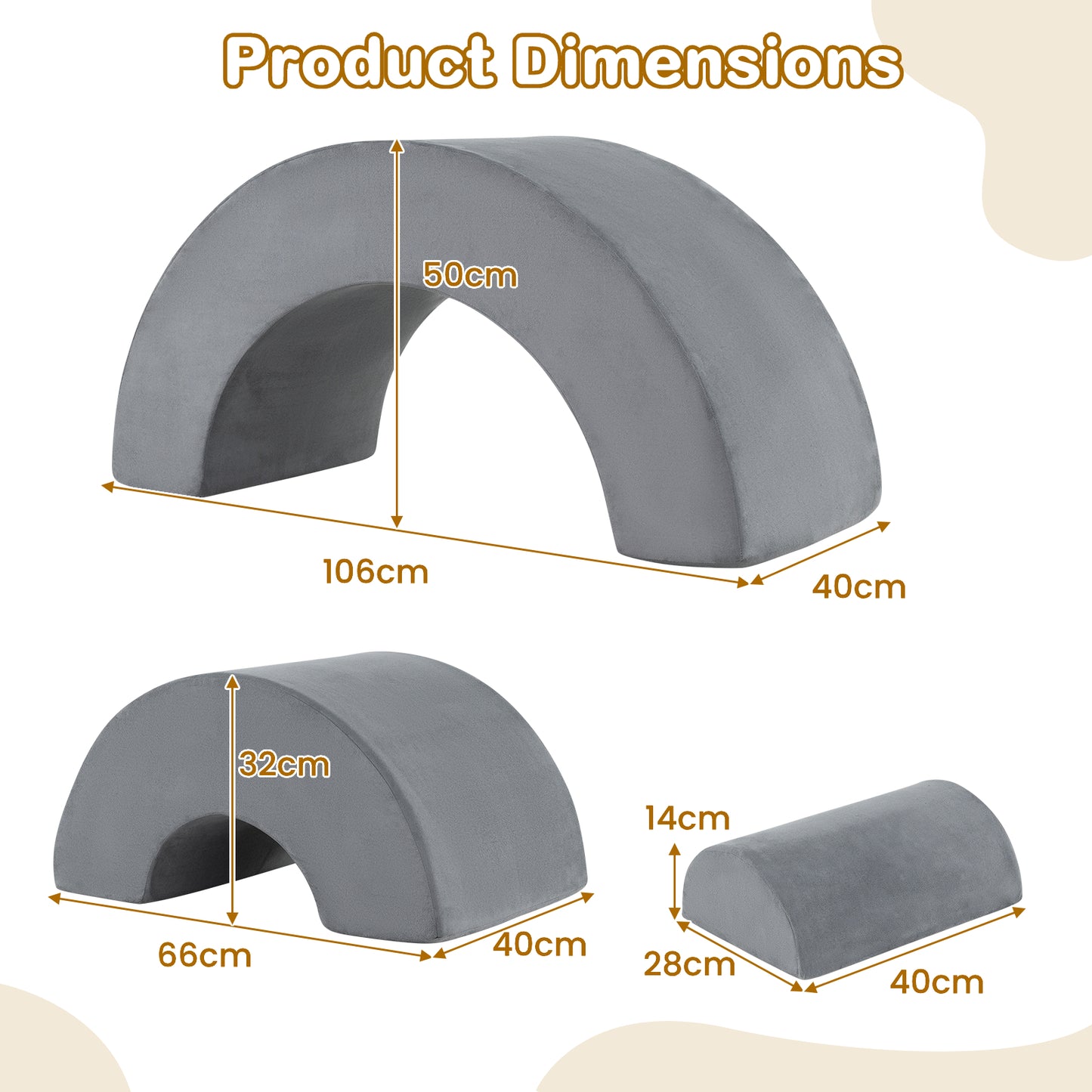 3 Piece Toddlers Climbing Toys with Elastic Filling-Grey
