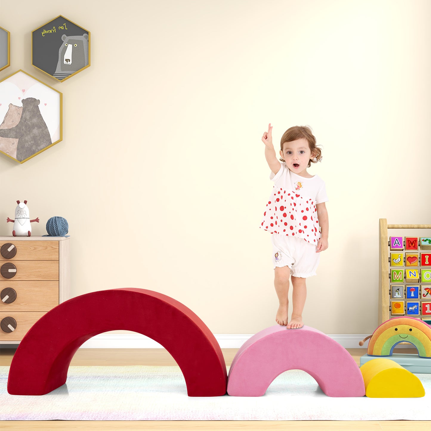 3 Piece Toddlers Climbing Toys with Elastic Filling-Red