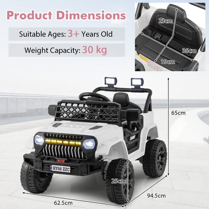 12V Kids Ride on Truck Battery Powered Car with Parental Remote-White