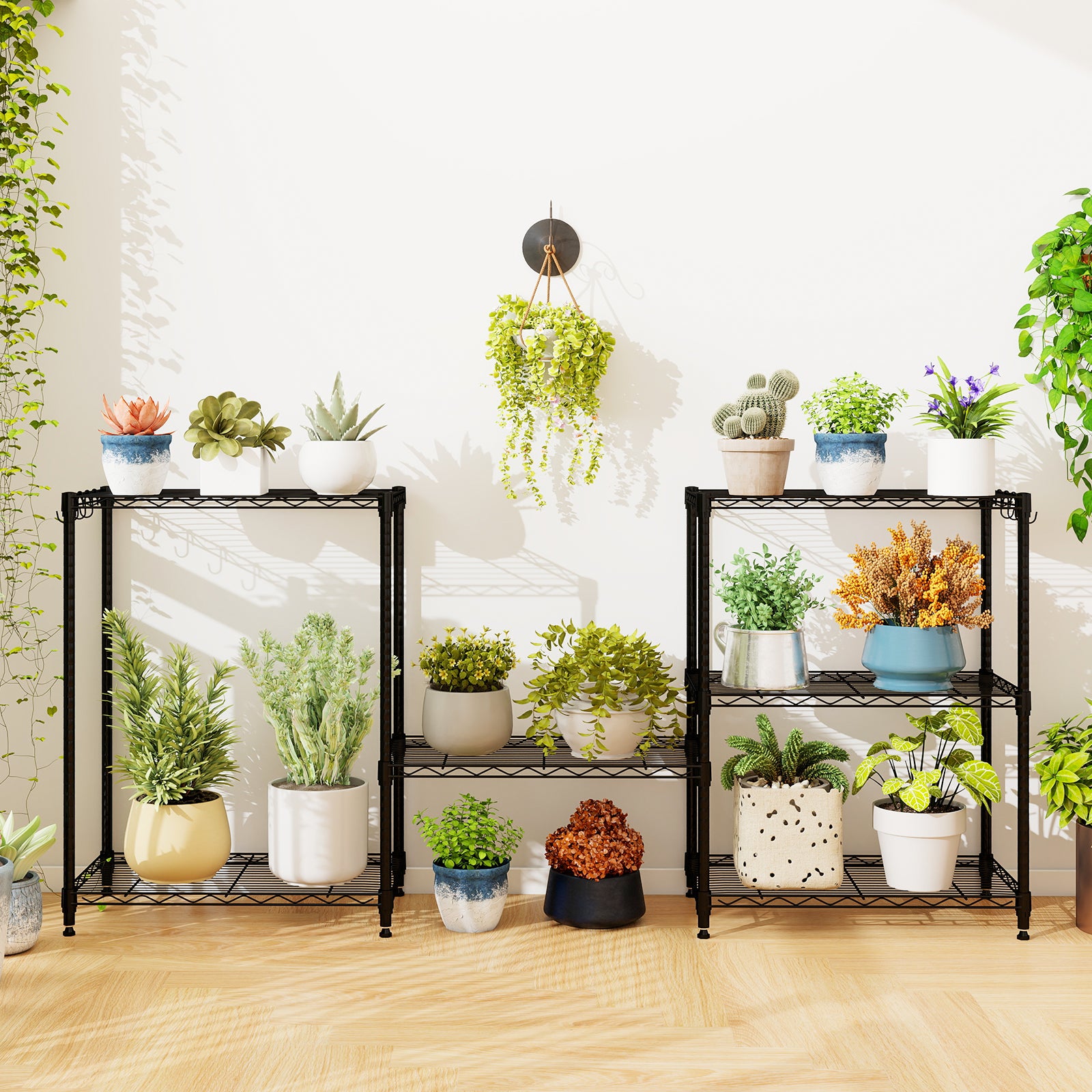 3/4/5/6-Tier Wire Shelving Unit Adjustable Metal Storage Shelves with V-shaped Shelving Rack-3-Tier