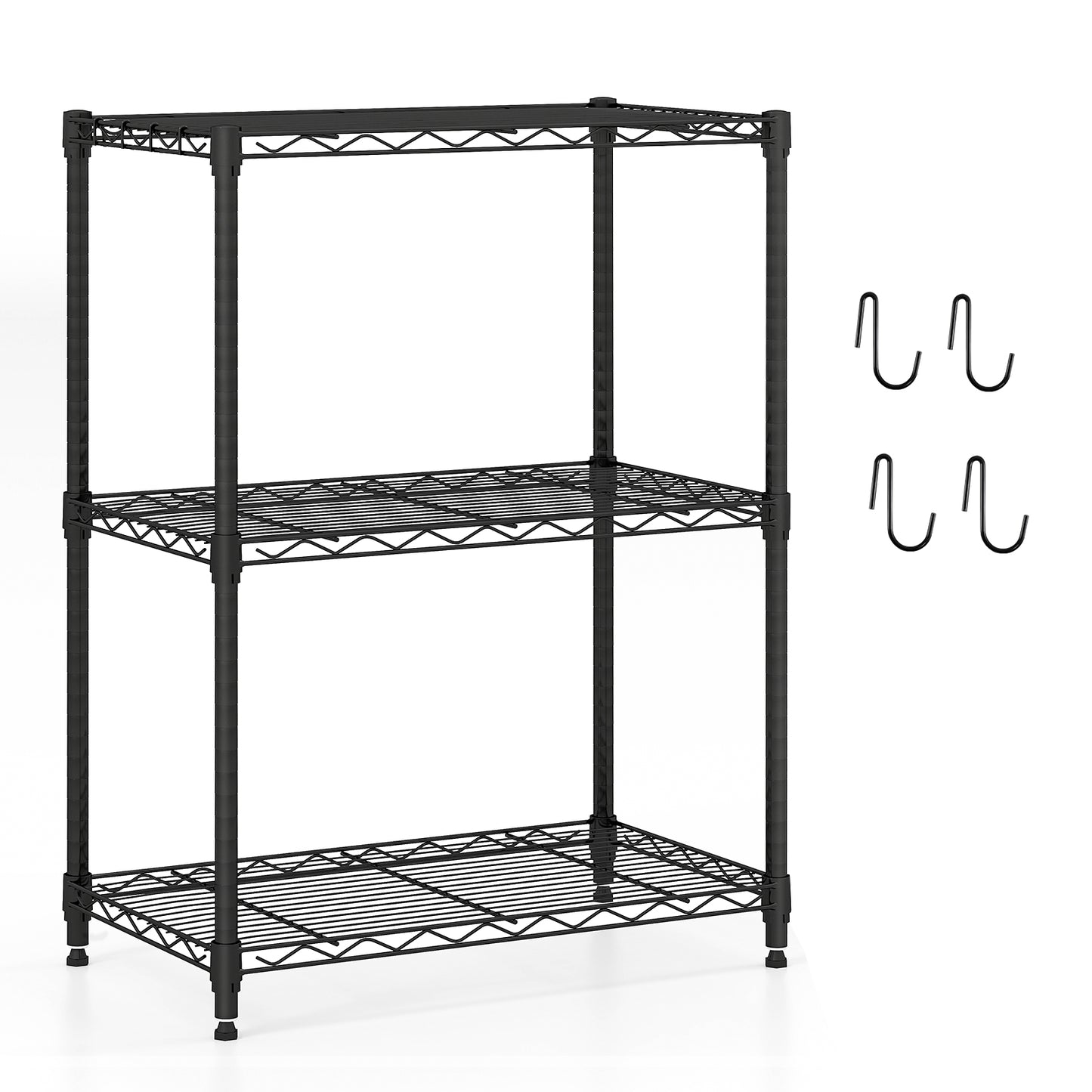 3/4/5/6-Tier Wire Shelving Unit Adjustable Metal Storage Shelves with V-shaped Shelving Rack-3-Tier