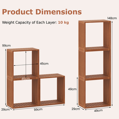 3 Cube Bookcases Stacking Organizers with Open Slatted Design