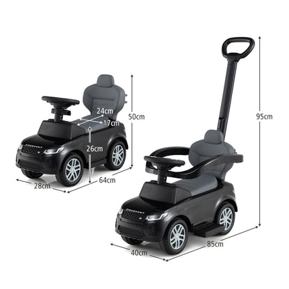 3 in 1 Push Car for Toddlers Licensed Land Rover Discovery Ride on Toy-Black