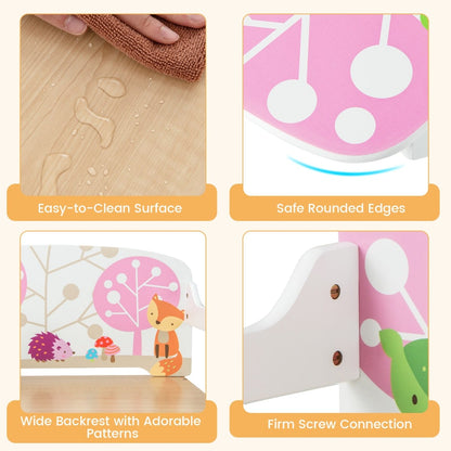 3 in 1 Kids Convertible Activity Bench with 2 Removable Fabric Bins for Drawing Playing-White