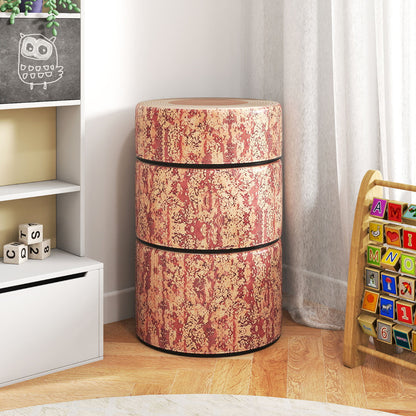 3 PCS Tree Stump Stool Set Round Flexible Seatings-Brown