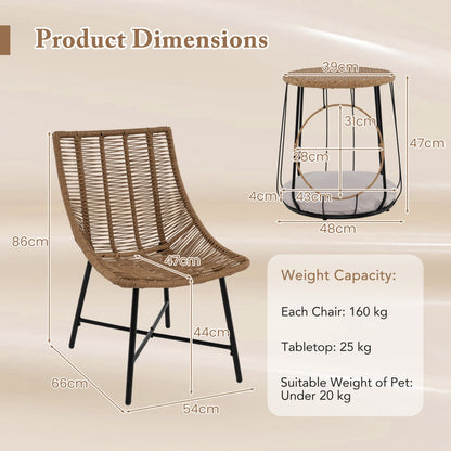 3 Piece Outdoor Furniture Set with Pet House-Light Brown