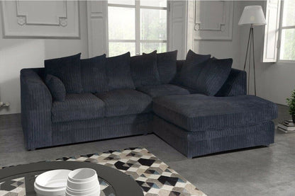 Daniel Jumbo Cord 4 Seater Corner Sofa Silver - Left and Right Arm - Available in Other Colours