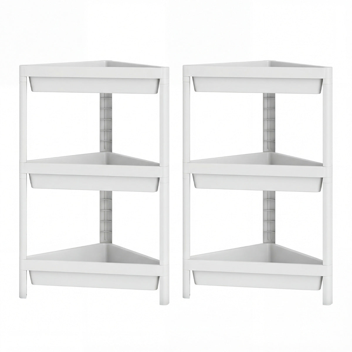 3-Tier Corner Shower Caddy 2-Pack Bathroom Standing Shelf with Detachable Design-White