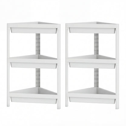 3-Tier Corner Shower Caddy 2-Pack Bathroom Standing Shelf with Detachable Design-White
