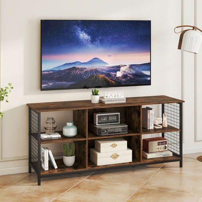 3-tier Entertainment Center with Power Outlets-Rustic Brown
