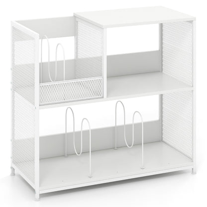 3-Tier Record Player Stand with Vinyl Storage and 3 Removable Dividers-White