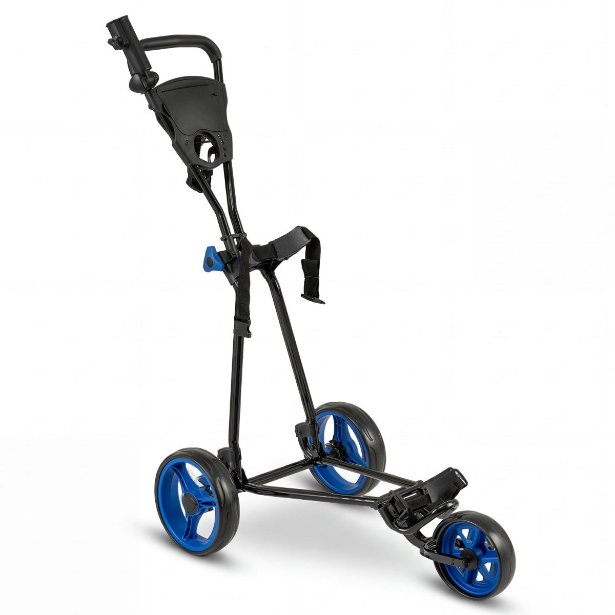 3 Wheel Folding Golf Push Cart with Adjustable Height Handle and Foot Brake-Blue
