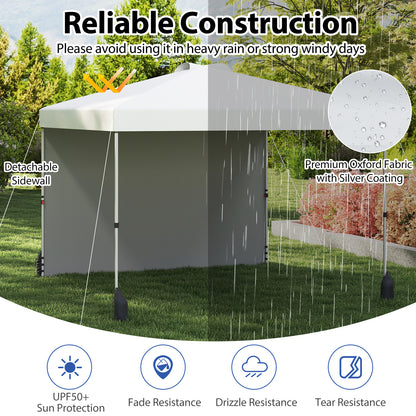 3 x 3 m Pop up Canopy Tent with 1 Sidewall Wheeled Bag-White