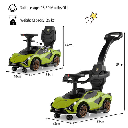 3-in-1 Ride On Push Car with Removable Guardrails and Handle-Green