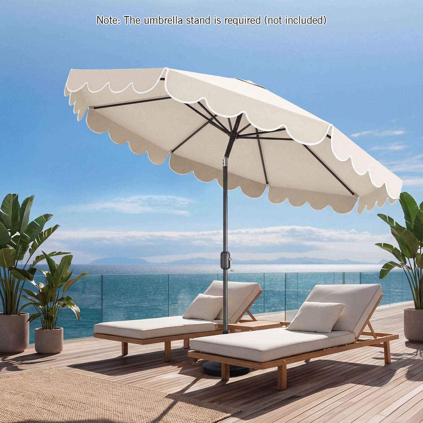 3m Patio Umbrella with Push Button Tilt and Crank-Beige