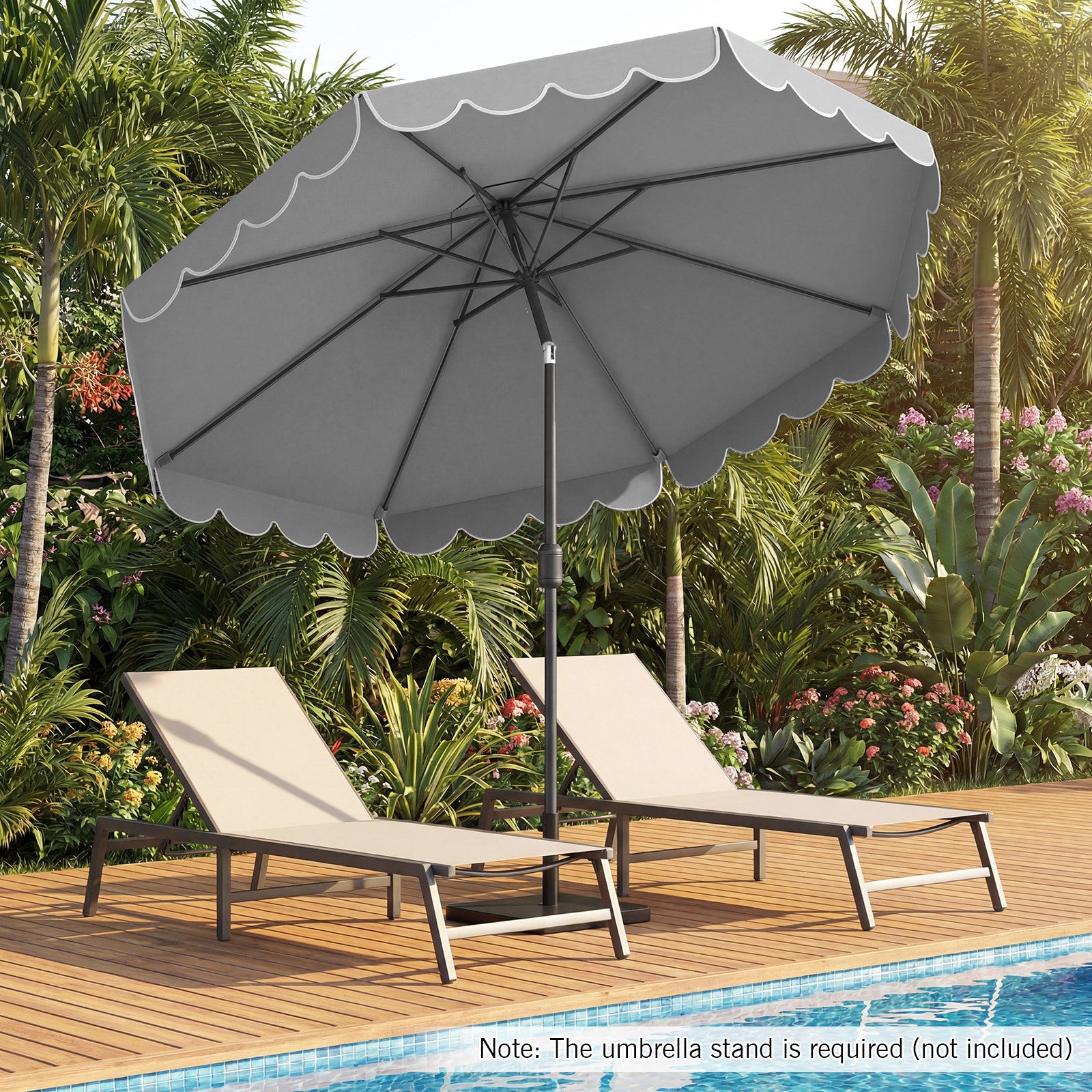 3m Patio Umbrella with Push Button Tilt and Crank-Grey