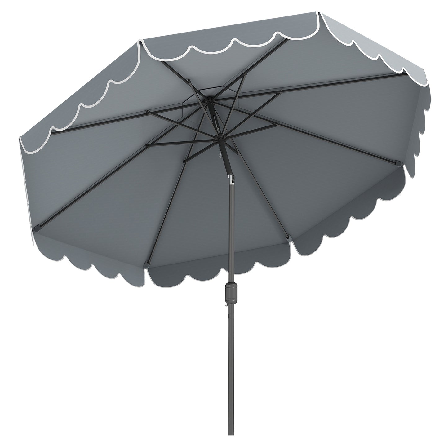 3m Patio Umbrella with Push Button Tilt and Crank-Grey