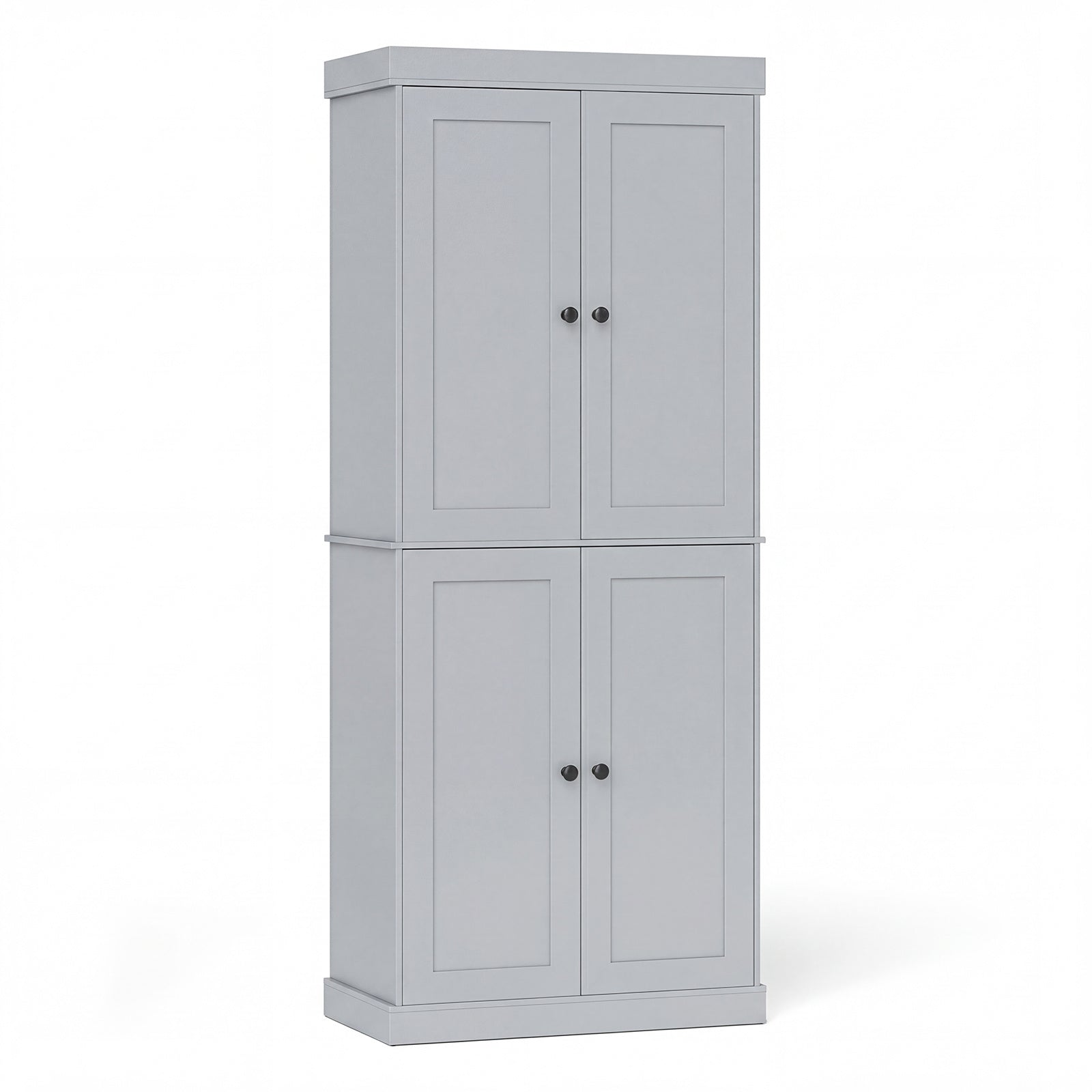 4-Door Modern Freestanding Storage Organizer with 2 Adjustable Shelves-Grey