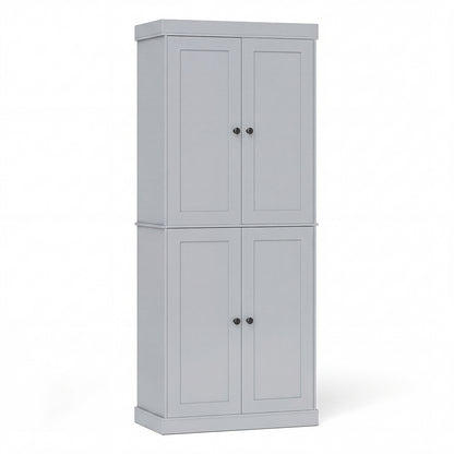 4-Door Modern Freestanding Storage Organizer with 2 Adjustable Shelves-Grey