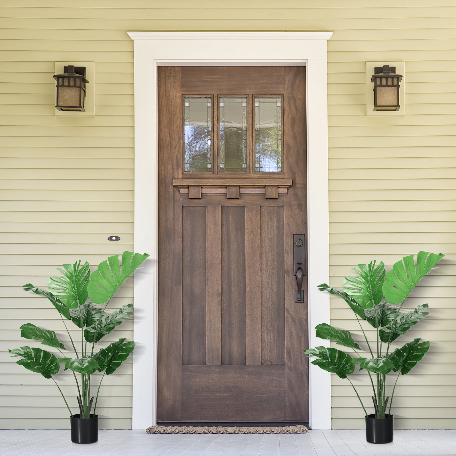 4 FT Artificial Monstera Plant with 10 Leaves in Pot for Indoor Outdoor Decor