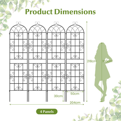 4 Pack 50 x 218 cm Metal Garden Trellis for Outdoor Climbing Plants