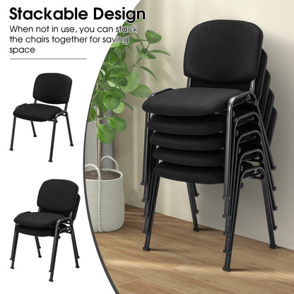 4-Pack Conference Chair Set with Metal Frame and Padded Cushion-Black