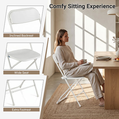 4 Pack Folding Chairs with Heavy Duty Metal Frame for Home-White