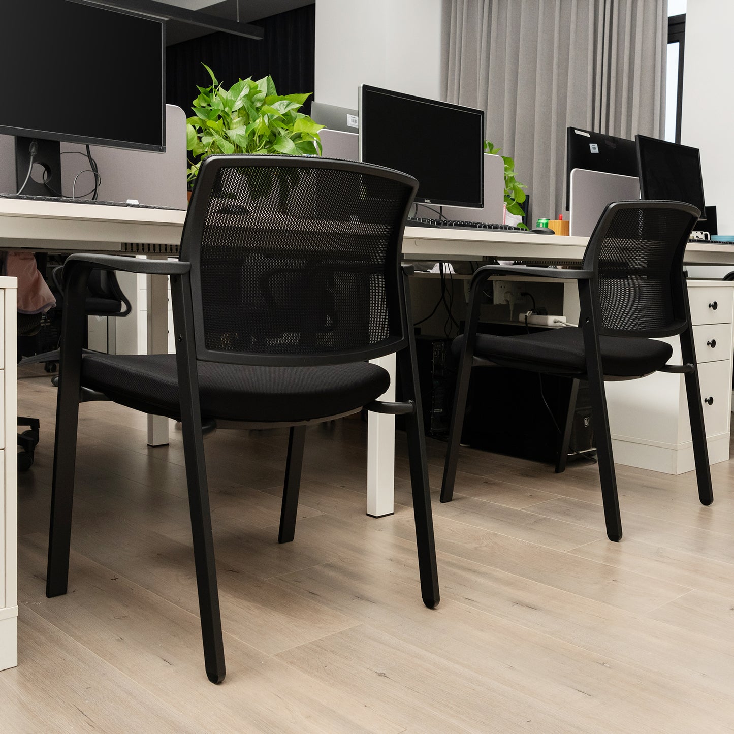 4-Pack Office Conference Chair Set Mesh Guest Reception Stack Chairs